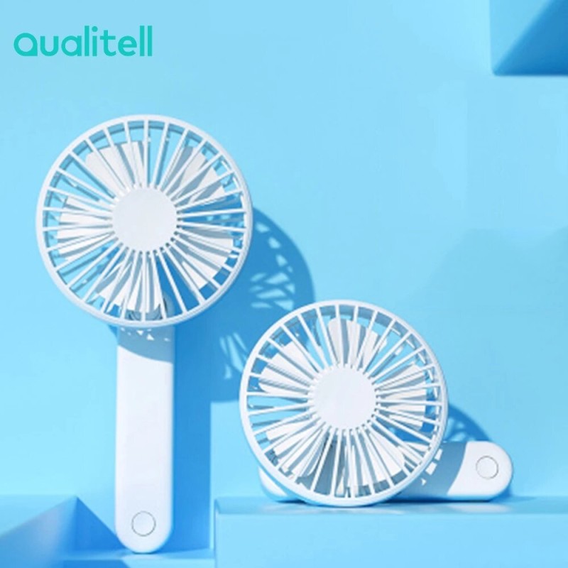 Qualitell Folding FanThree Adjustable Wind Speed Desktop Fan 180 ° Folding Handheld Fan Portable USB Rechargeable Cooling Fan