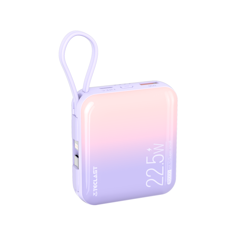 Teclast M10 Pro 10000mAh 22.5W Fast Charging Buile-in Dual Cable 3 Output 1 Input Mini Portable Type-C Power Bank