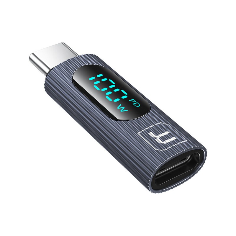 Toocki TQ-OTG07 Type-C Male to Type-C Female OTG Adapter Converter with Smart Digital Display for Phone Laptop Tablet