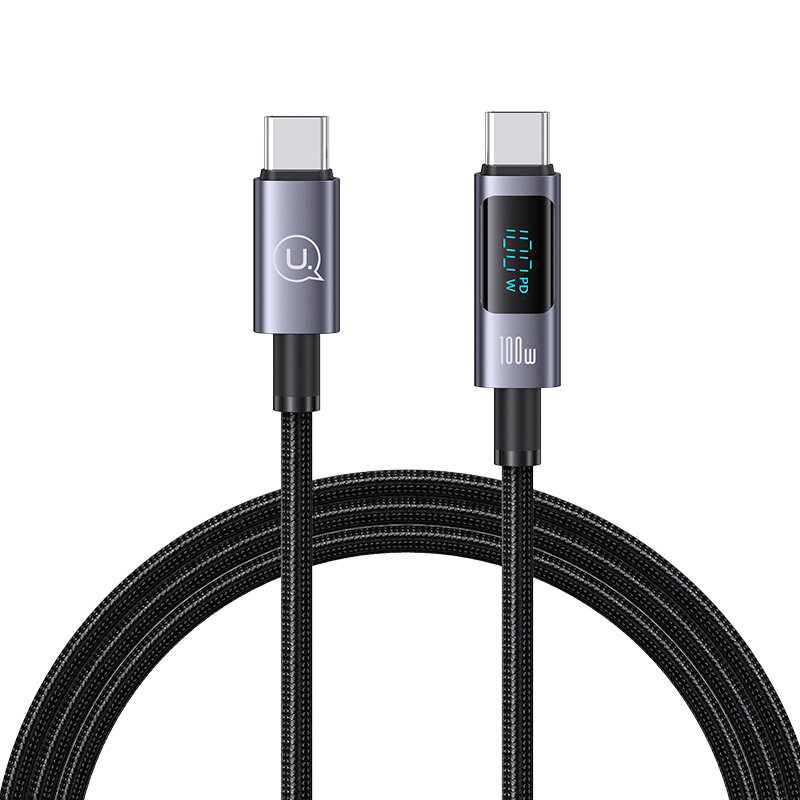 USAMS US-SJ671 100W Type-C to Type-C Digital Display Cable Fast Charging Data Transmission Tinned Copper Core Line 1.2M Long for iPhone 15 15 Plus for Huawei Mate60 for Xiaomi14 pro for Samsung Galaxy S24