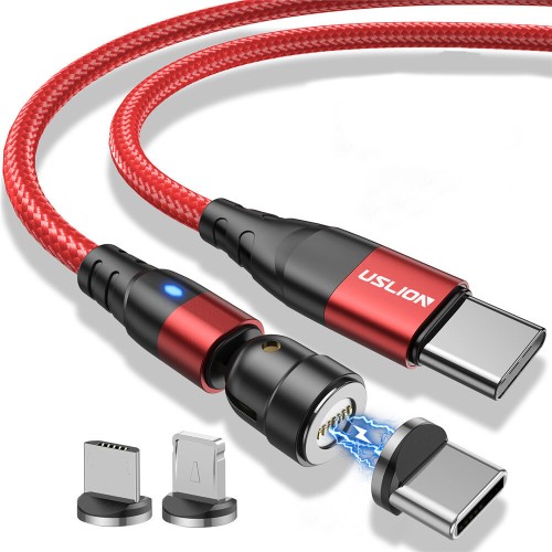 USLION PD60W Type-C for Type-C/iP/Micro Cable Fast Charging Data Transmission Magnetic Line 1M/2M Long for iPhone14 Pro Max for Samsung Galaxy Note 20 for Huawei Mate50 for Xiaomi Mi12