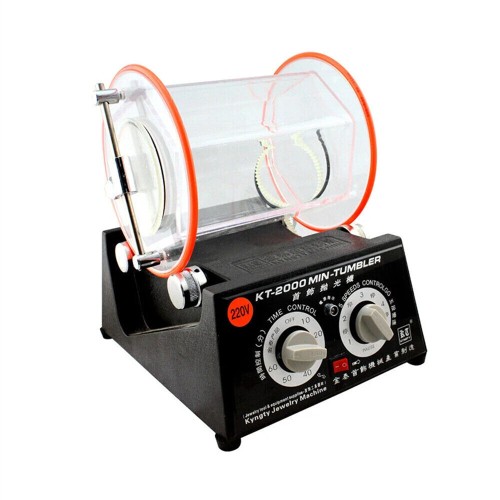 KT2000 Heavy-Duty Rotary Tumbler Jewelry Polishing Machine 5kg Capacity Bidirectional Rotation Time Control Compact Size Versatile Deburring Finishing Vibration Drum Polisher