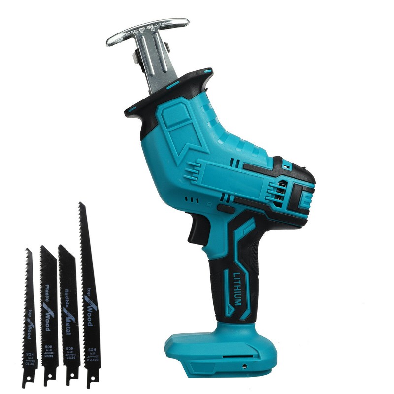 Portable Cordless Electric Saw Reciprocating Saw No Battery with 4PC Blades Metal Wood Cutting Tool for 18V Battery
