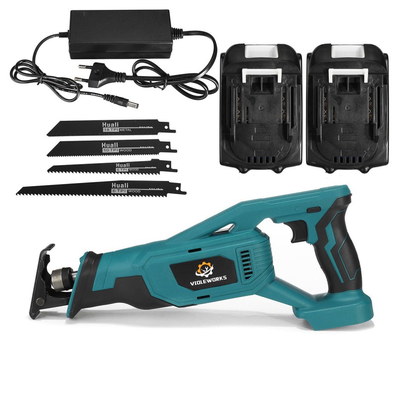 VIOLEWORKS 288VF 18V Cordless Reciprocating Saw 4 Blades Woodworking Cutting Tool W/ 1/2pcs Battery For 18V Battery