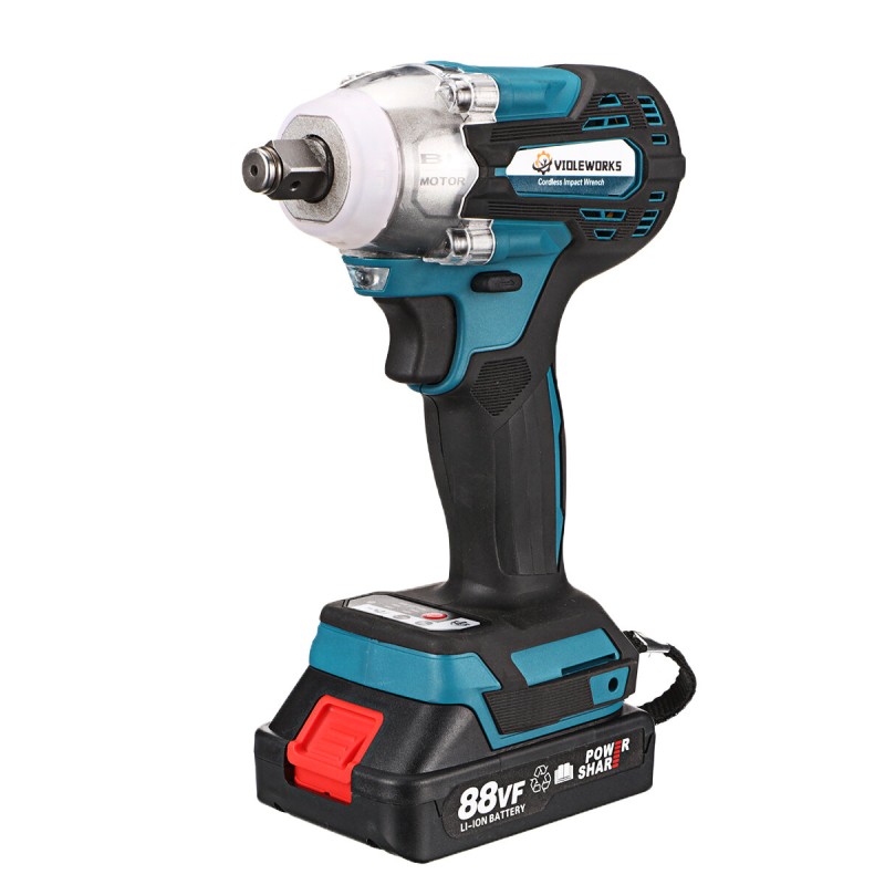 VIOLEWORKS 88VF 1/2" 520NM Electric Wrench Cordless Brushless Impact Wrench W/ 1/2pcs Battery