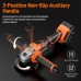 VKRVKN 220V 8000 RPM Cordless Angle Grinder Li-Ion Battery Power Angle Grinders 3-Position Ergonomic Handle Dust-Proof Design with Grinding Cutting Wheel for Metal Wood