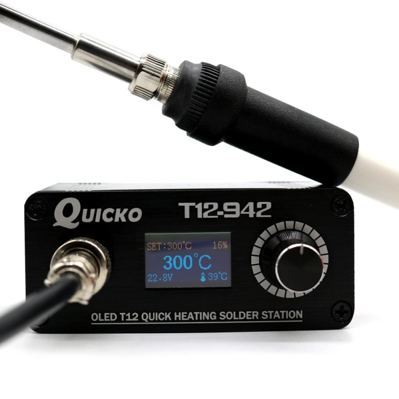 Quicko T12-942 MINI OLED Digital Soldering Station T12-907 Handle with T12-K Iron Tips Welding Tool