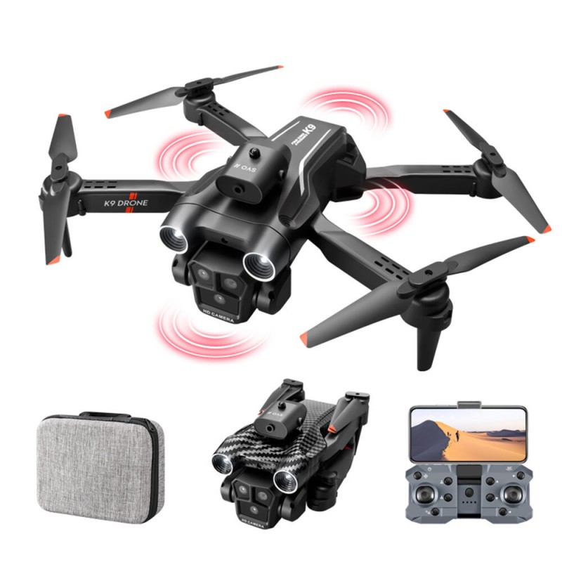 XKJ K9MAX Three Camera WiFi FPV with 4K 3 Lens Electric Adjustment 360° Obstacle Avoidance Optical Flow Positioning Foldable RC Drone Quadcopter RTF