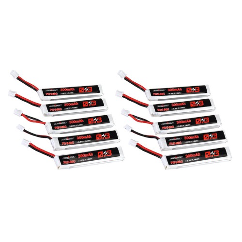 10Pcs URUAV 3.8V 300mAh 70C/140C 1S Lipo Battery PH2.0 Plug for Eachine TRASHCAN Snapper6 7 Mobula7