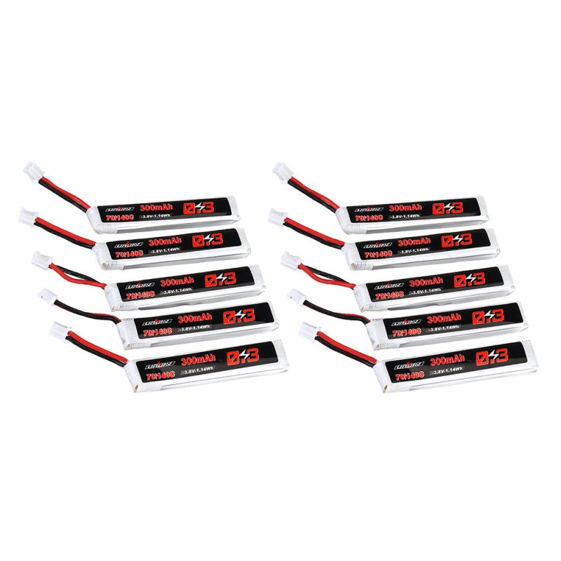 10Pcs URUAV 3.8V 300mAh 70C/140C 1S Lipo Battery PH2.0 Plug for Eachine TRASHCAN Snapper6 7 Mobula7
