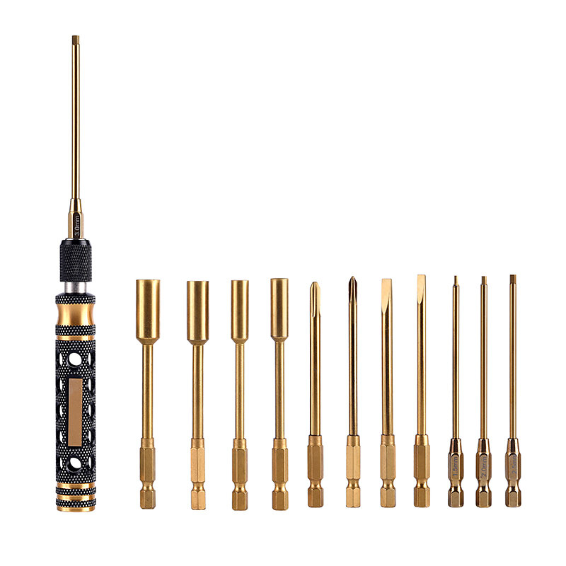 12Pcs 1.5/2/2.5/3/4/5.5mm Hexagonal Wrenches Hex Phillips Nut Slotted Screwdrivers Tool Kit for RC Model