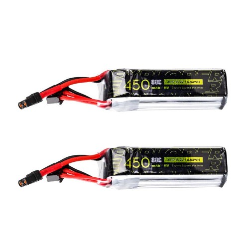 2Pcs Flywoo Explorer 15.2V 450mAh 80C 4S HV LiPo Battery XT30 Plug