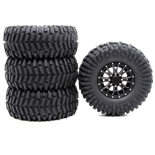 4PCS Tires Metal Rims Wheel 2.2inch 12mm Hex Crawler SCX10 TRX4 TRX6 YIKONG YK4082 4012 RGT 1/10 RC Car Vehicles Model Parts