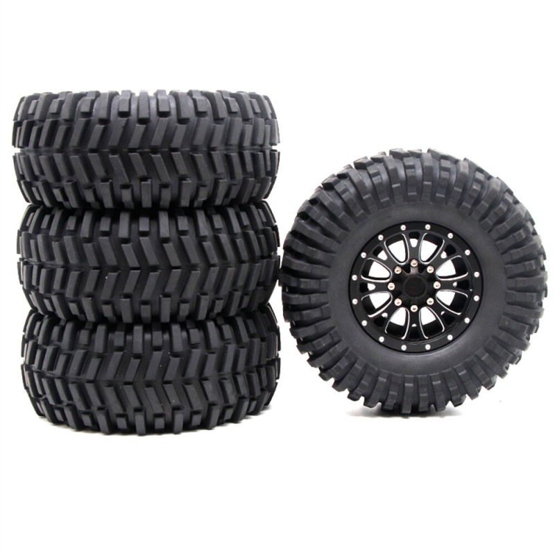 4PCS Tires Metal Rims Wheel 2.2inch 12mm Hex Crawler SCX10 TRX4 TRX6 YIKONG YK4082 4012 RGT 1/10 RC Car Vehicles Model Parts
