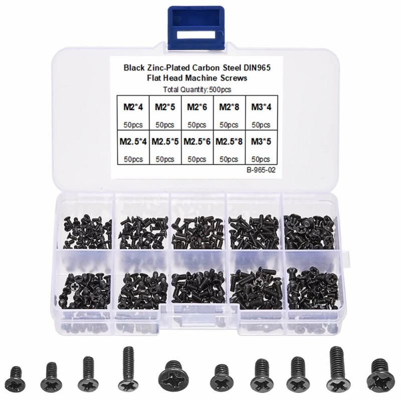 500Pcs M2 M2.5 M3 KM Screw Flat Head Phillips Screws Set Kit For RC Model