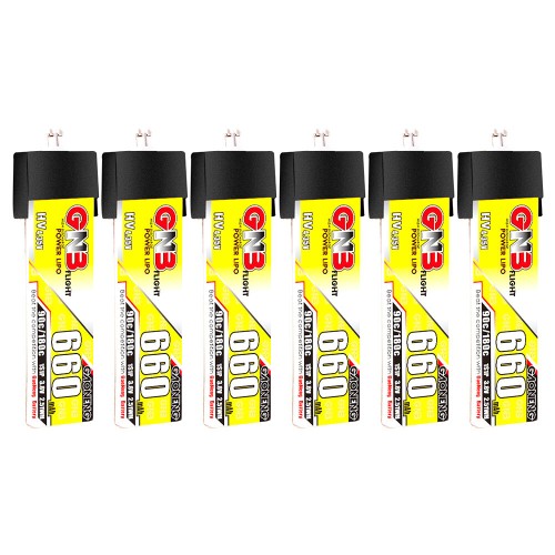 6PCS GAONENG GNB LiHV 1S 3.8V 660mAh 90C LiPo Battery PH2.0 for Mobula7 75mm Indoor Whoop RC FPV Racing Drone Drone