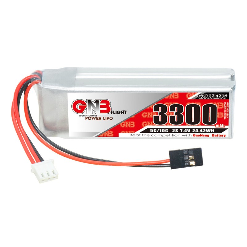 Gaoneng GNB 7.4V 3300mAh 5C 2S LiPo Battery JR Plug for Airtronics / Sanwa MT-4  M11X M12 Transmitters Exzes-X Aquila-6 SD-10G