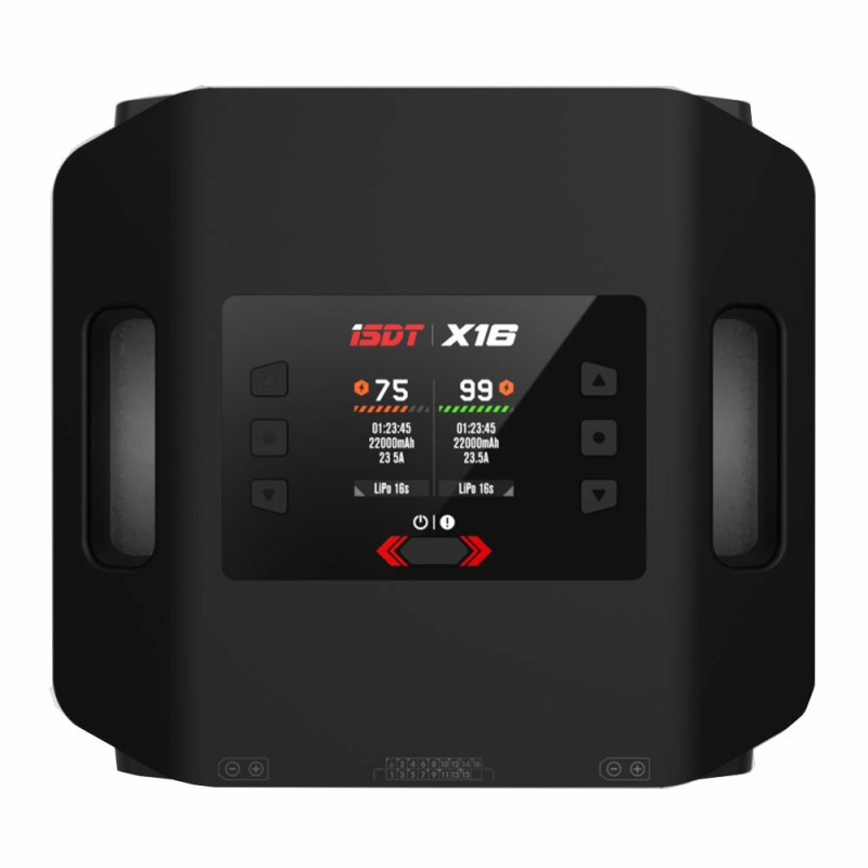 ISDT X16 AC 1100W 20Ax2 Dual Channel Lipo Charge and Discharge Cycle Balance Charger with 2.8 Inch LCD Sunscreen Support Buletooth for 2-16S Battery