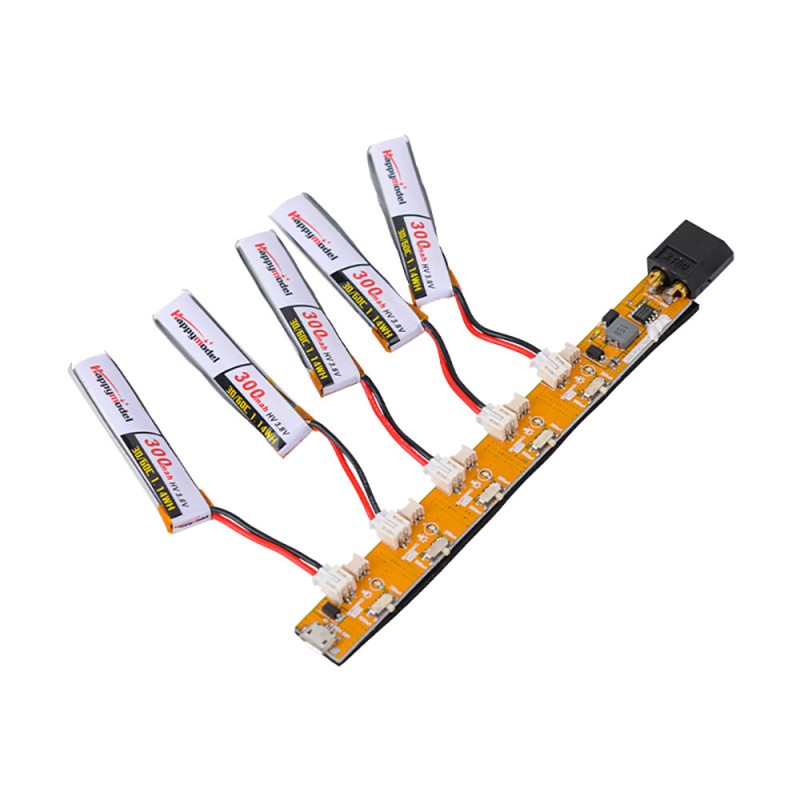 LDARC 1S 3.7V 5-Way USB Charger with XT60 Plug Support 1S Lipo Battery PH2.0 1.25mm Plug for Mobula7 Moblite7 Whoop FPV Racing Drone