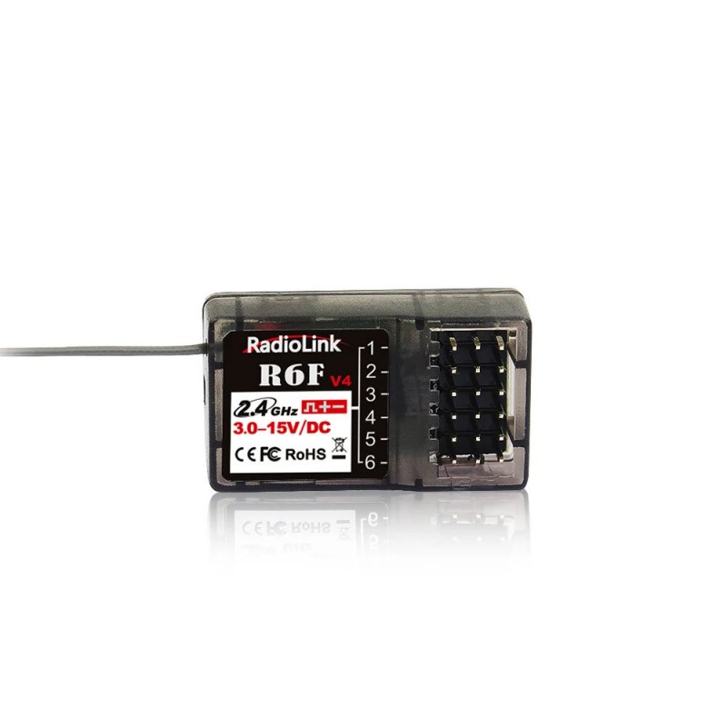 Radiolink R6F V4 2.4GHz 6CH FHSS Long Range Receiver for RC Car Boat RC6GS V2/RC4GS V2/T8FB/T8S Radio Transmitter