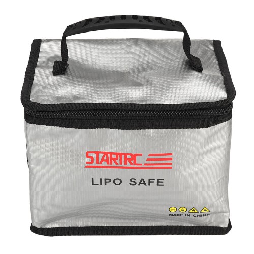 STARTRC High Capacity Explosion-proof Bag Fireproof Waterproof LiPo Battery Safety Storage Bag 145*215*165mm With Battery Cable Side Exit