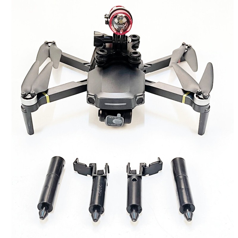 Spring Heightened Extended Landing Gear Skid Shock Absorber Leg Tripod with Night Fill LED Light Flashlight for SJRC F5S PRO RC Drone Quadcopter