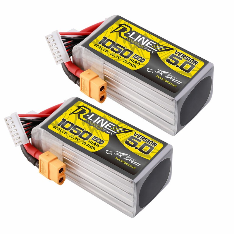 TATTU R-LINE V5.0 22.2V 1050mAh 150C 6S1P LiPo Battery XT60 Plug for RC Drone
