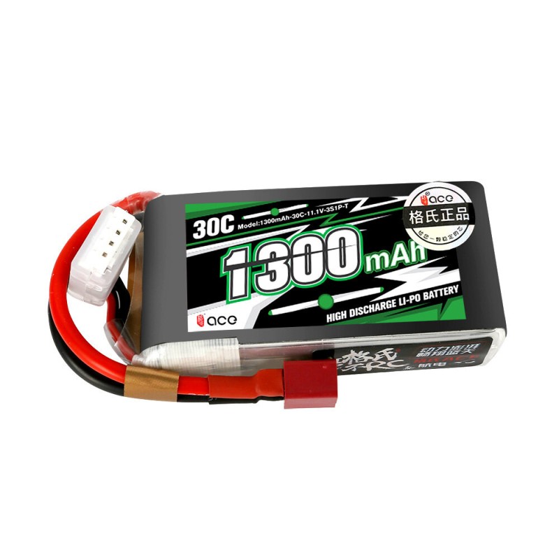 Tattu ACE 11.1V 1300mAh 30C 3S1P LiPo Battery T Plug for RC Car
