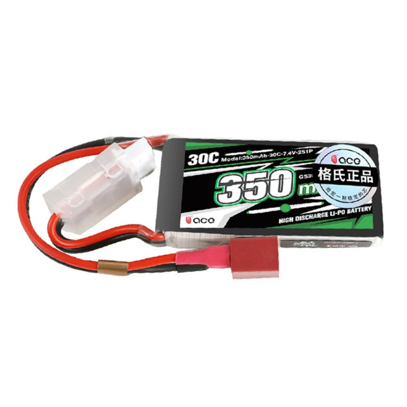 Tattu ACE 7.4V 350mAh 30C 2S1P LiPo Battery T Plug for RC Car