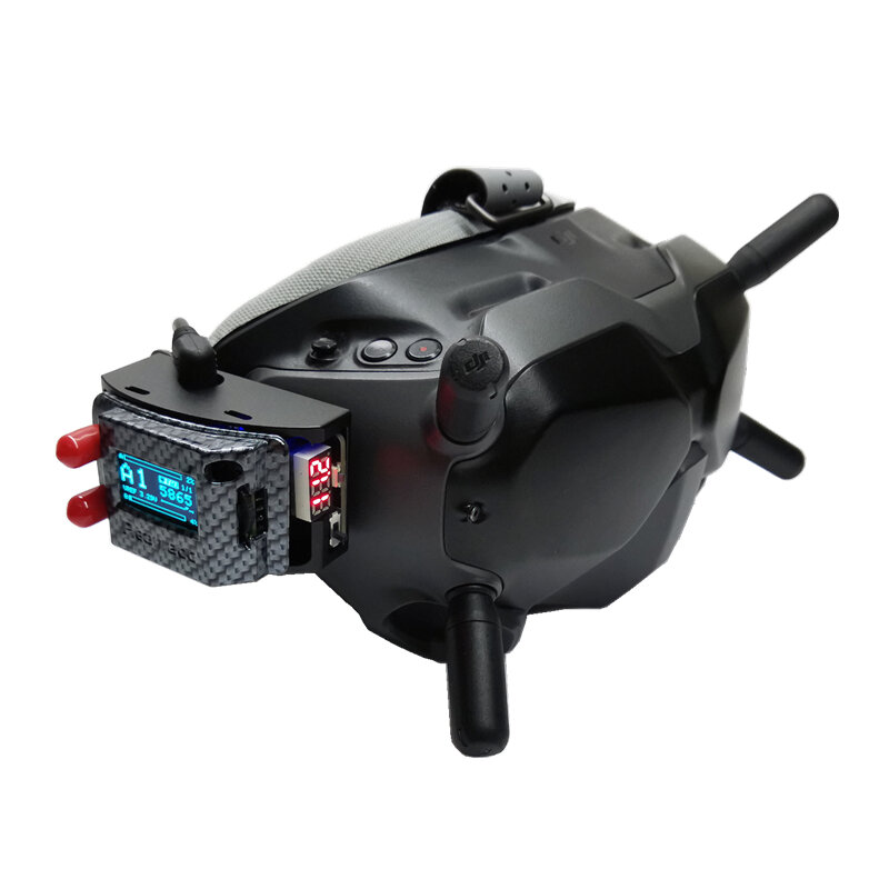 URUAV 5.8G RX PORT 3.0 PLUS Digital to Analog Receiver Board Adapter Metal Mounting Case Shell Combo with Low Voltage Alarm for DJI V1 V2 Fatshark FPV Goggles