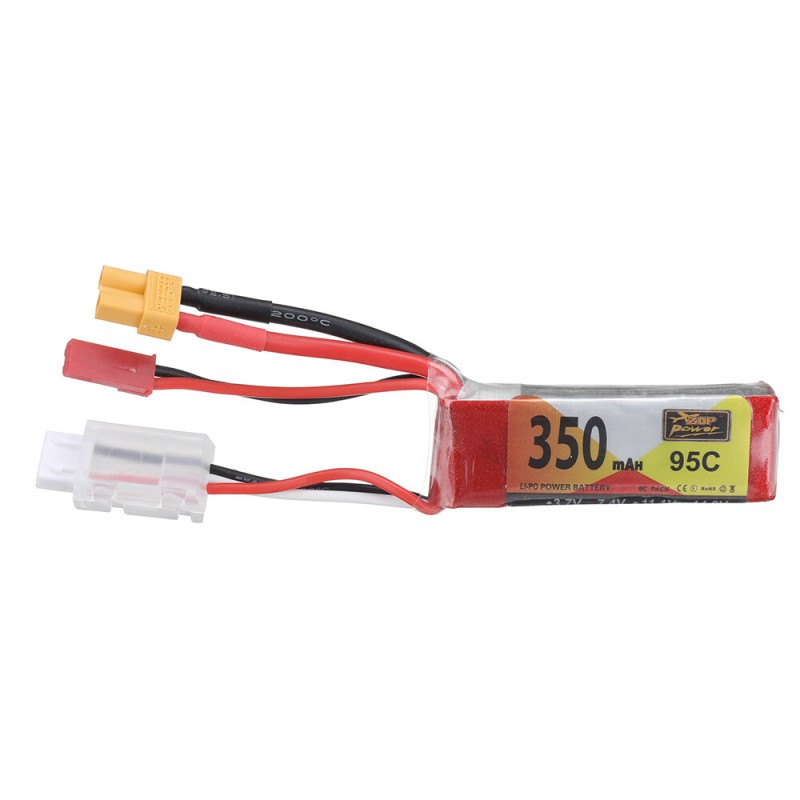 ZOP POWER 7.4V 350mAh 95C 2S LiPo Battery XT30 JST Plug for RC Drone