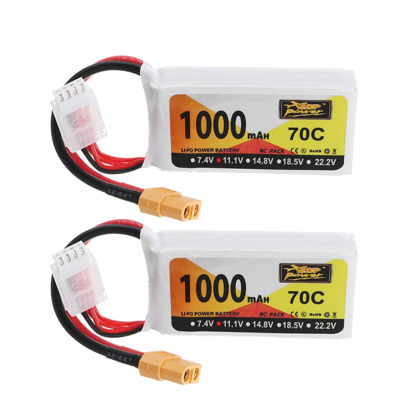 ZOP Power 11.1V 1000mAh 70C 3S Lipo Battery XT60 Plug for JJRC M02 RC Airplane