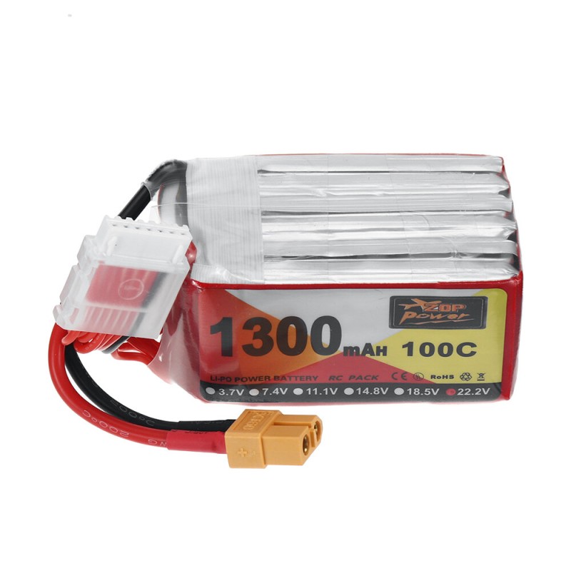 ZOP Power 22.2V 1300mAh 100C 6S LiPo Battery XT60 Plug for Geprc Cinelog35 V2 Darwinfpv Hulk RC FPV Racing Drone