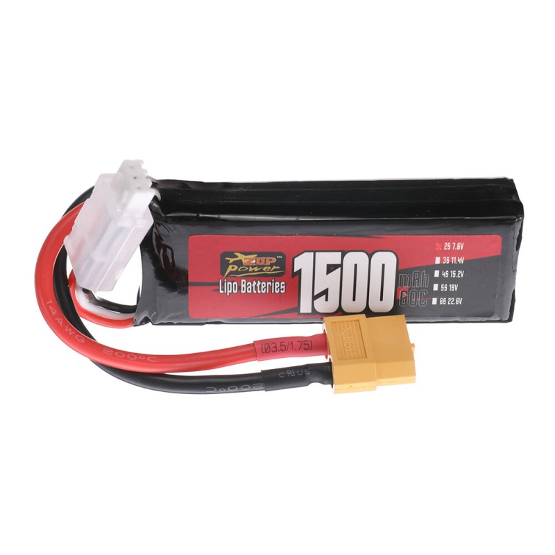 ZOP Power 2S 7.6V 1500mAh 60C 11.4Wh LiPo Battery XT60 Plug for RC Drone