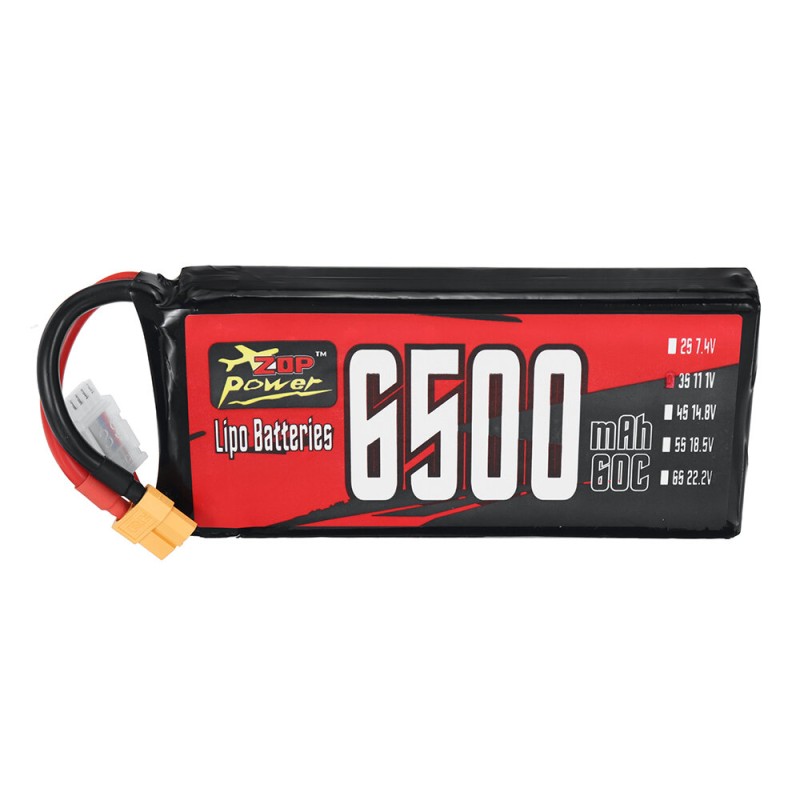 ZOP Power 3S 11.1V 6500mAh 60C 72.15Wh LiPo Battery XT60 Plug for RC Car Vehicles