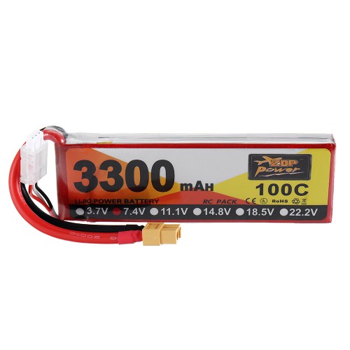 ZOP Power 7.4V 3300mAh 100C 2S Lipo Battery XT60 Plug for RC Racing Drone