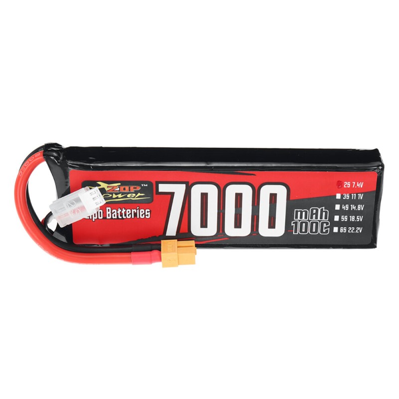 ZOP Power 7.4V 7000mAh 100C 2S 51.8Wh LiPo Battery XT60 Plug for RC Car