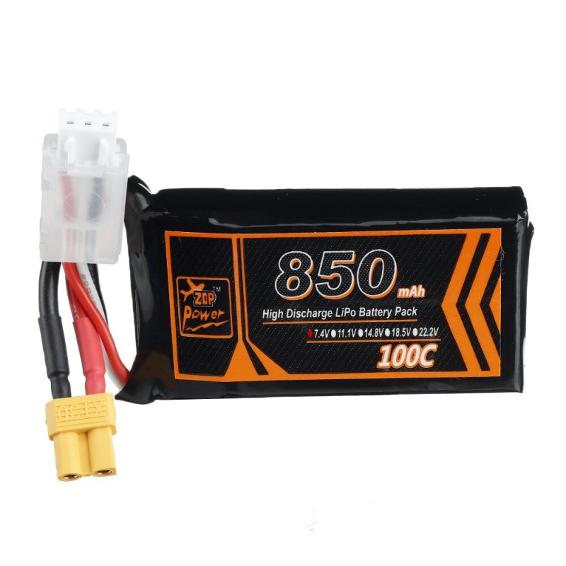ZOP Power 7.4V 850mAh 100C 2S Lipo Battery XT30 Plug for RC Racing Drone