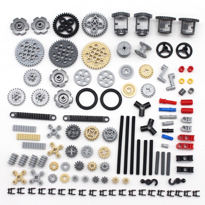 116pcs Technic Tech Accessories Set 9686 Gear Axle Pin Small Track Mixed Parts Bricks Building Blocks Puzzle Toys