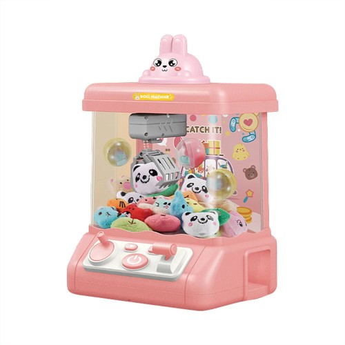 Children Small Mini DIY Electric Clawing Machine Clip Clamping Doll Catcher Claw Twist Egg Lighting Music Sound Game Console Gift Toys Limited Time Mode