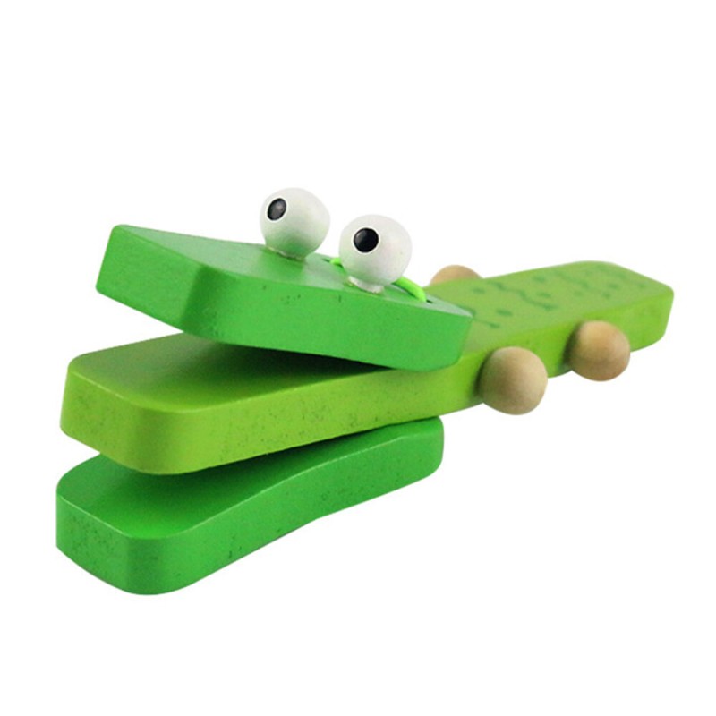 Wooden Castanet Cartoon Crocodile Clap Toy Musical Instrument Early Educational