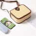 Women Girl Summer Square Bamboo Buckle Bag Rattan Straw Beach Crossbody Tote Vintage