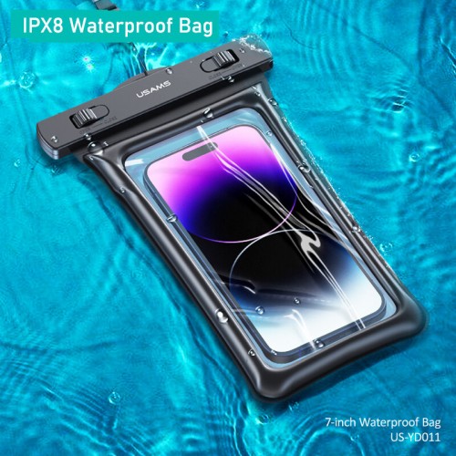 7-Inch IPX8 Floating Airbag Waterproof Phone Bag Case For IPhone 13 12 Xiaomi Universal Swimming Underwater Diving Phone Pouch Bag Case