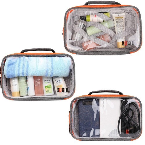 BUBM TTR Multi-functional Portable Transparent Electronics Accessories Organizer Cosmetic Bag