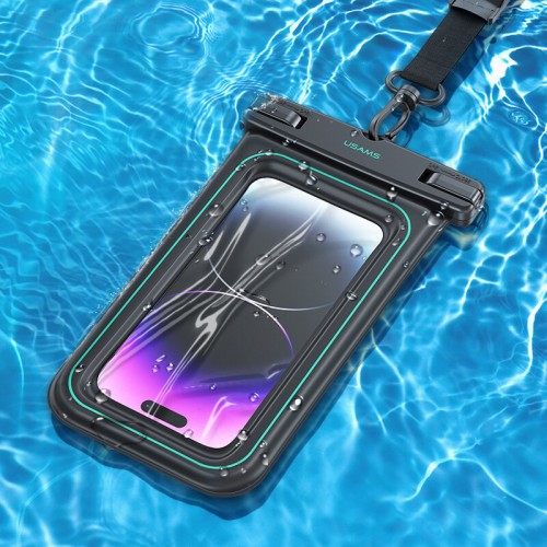 USAMS 7 Inch IP68 Waterproof Phone Pouch Bag Floating Touch Screen With Lanyard For Phones Up to 6.7 Inches For Samsung Galaxy S23 Ultra For iPhone 14 Pro Max