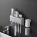 Automatic Toothpaste Dispenser 4 Toothbrush Holder Set No Punching Wall Mount Storage Rack