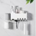 Automatic Toothpaste Dispenser 4 Toothbrush Holder Set No Punching Wall Mount Storage Rack