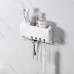 Automatic Toothpaste Dispenser 4 Toothbrush Holder Set No Punching Wall Mount Storage Rack