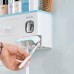 Wall Mount Adsorption Toothbrush Holder Inverted Cups with Toothpaste Squeezer