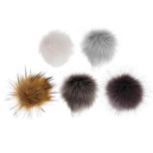 10Pcs 12cm DIY Ball Faux Fox Fur Fluff Balls Cool Colors DIY Knitted Hat Accessories